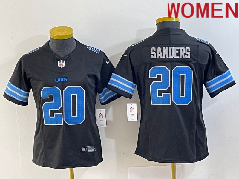 Women Detroit Lions #20 Sanders Black Three generations 2024 Nike Vapor F.U.S.E. Limited NFL Jersey->->Women Jersey